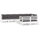 vidaXL Hagesofagruppe med puter 9 deler hvit heltre furu