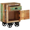 vidaXL Nattbord med hjul 40x30x57 cm i gjenvunnet heltre
