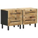 vidaXL Nattbord 2 stk. Naturlig 40 x 33 x 46 cm Massiv mango tre