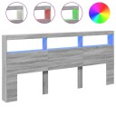  Hodegavl skap med LED grå sonoma 220x17x102 cm 8721012465442