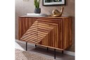 Skjenk Wohnling massivt tre, 3D geometrisk front, push-to-open, industriell loftstil 100 cm - 100 cm