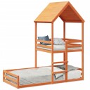   Barneseng med tak voksbrun 80x200 cm heltre furu 3282395 3282395