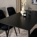 Silar Spisegruppe Forlengningsbar 120 cm Rektangulær med 4 Velvet Stoler - Sort