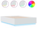  Sengeramme med LED-lys hvit 135x190 cm konstruert tre 8721012273818