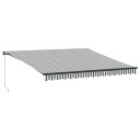  Manuell uttrekkbar markise med LED antrasitt og hvit 400x350 cm