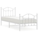 vidaXL Sengeramme i metall med hode- og fotgavl hvit 90x190 cm