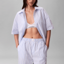 Calvin Klein Relaxed Poplin Ss Shirt Blue M