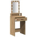  Sminkebord med LED lamper i Artisan Eik 50x41x140 cm