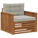 vidaXL Utesofa Solid akasietre og polyester Naturlig og lysegrå