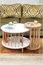 Sofabordsett Hanah Home Peka Set Pro Ø60 x H43 cm Hvit Sapphire eik   Hvit og safireik