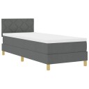 Box Spring Seng med Madrass Mørk Grå 80x200 cm Stoff