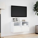  Vegghengte TV-benker med LED 2 stk hvit 41x31x45 cm 852314