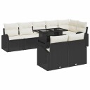 vidaXL Hagesofa Set 9 stk. Svart og krem polyrotting