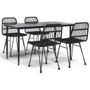 vidaXL Hagespisegruppe 5 deler svart polyrotting
