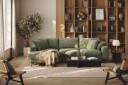 Copenhagen Premium 4 personers Venstrevendt L formet Dyb Divansofa i Chenille   Grøn