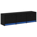  TV skap med LED Svart Eik 140 x 34 x 40 cm Konstruert tre