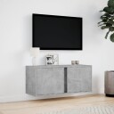  Vegghengt TV-benk med LED-lys betonggrå 80x31x35 cm 852260