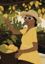 Lemon Garden Woman Summer Citrus Harvest Plakat Plakat / 100x150cm