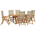 vidaXL Hagespisegruppe 7 deler beige polyrotting og heltre
