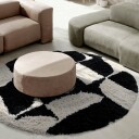 Rundt teppe   Marvao Natural Cotton Shaggy offwhite/svart Størrelse: Ø 240 cm