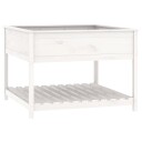 vidaXL Plantekasse med hylle hvit 111,5x111,5x81 cm heltre furu