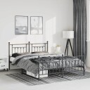 vidaXL Sengeramme i metall med hode- og fotgavl svart 150x200 cm 8720845883379