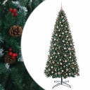 vidaXL Kunstig hengslet juletre med julekuler 500 cm 900 LED-lys