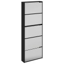  Skoskap med speil 5 lag svart 63x17x169,5 cm
