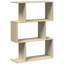 Romdeler bokhylle 3 lag sonoma eik 70x24x97 cm konstruert tre