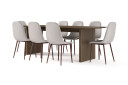 Bark Richeto Spisebord Røkt Eik 240 cm valnøtt + 8 stk Naira stol beige med valnøttben   Brun/Beige