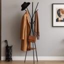 Klesstativ med hylle – tredesign 6 kroker solid ramme
