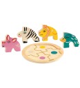 Djeco Puslespill Tre 4 Brikker Rondo Leo Djeco OneSize Puslespill Grønn
