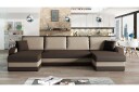 Alvared 4 seters Sovesofa med Dobbeldivan med Oppbevaring   Fløyel/Brun/Beige
