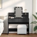  Sminkebord med LED svart 100x40x130 cm