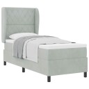  Boxspring Seng med Madrass Lysegrå 80x200 cm Fløyel