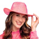 Boland Party Partners Cowboyhatt med Strass UV Neonrosa One size 04550