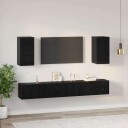  Vegghylle for TV Veggmontert 6 pcs Svart eik Konstruert tre