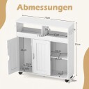 Baderomsskap med hjul og justerbar hylle