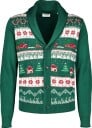 Lindbergh Xmas Shawl Collar Cardigan   GREEN   M