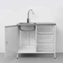 Contura CAB 10 Vaskebenk hvit, med oppbevaringsskap og 3 trådbakker Høyre, Vaskerom
