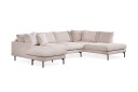 Menard 4 seters Høyrevendt Stor U formet Dyp Sofa med Divan og Sjeselong i Fløyel   Beige