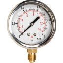 Glyserinmanometer Ø 63 mm RF-hus, nedovervendt 1/4"rg.0+1 bar/Psi