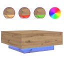  Kaffebord med LED Lys Artisan Eik 80x80x31 cm