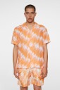 J. Lindeberg Elio Linen Printed Shirt - Orange - S