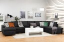Crazy 6 seters Høyrevendt U formet XX Large Sofa med Divan og Sjeselong i Stoff   Antrasitt