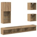  TV veggenheter med LED 5 pcs Artisan Eik Konstruert tre