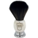 Parker Shaving Marbled Ivory Chrome Handle Black Synthetic Shave Brist