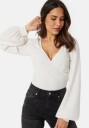 BUBBLEROOM V-neck Puff Sleeve L/S Top White S