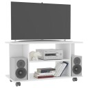 TV-benk med hjul hvit 80x40x40 cm sponplate
