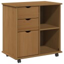 vidaXL Rullende skap Honning brun 63,5 x 39 x 65,5 cm Massiv furu
